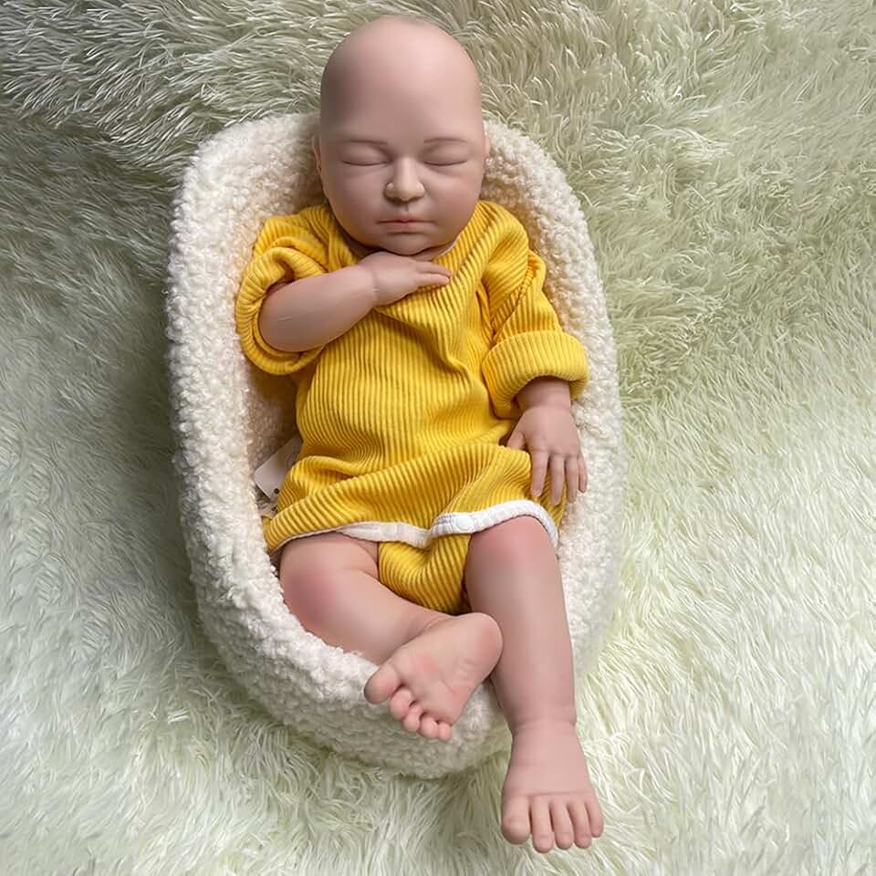22'' Lifelike Full Silicone Reborn Doll Baby Girl, Realistic Newborn Xmas Gift 4500g Toy Sleeping Girl Caucasian