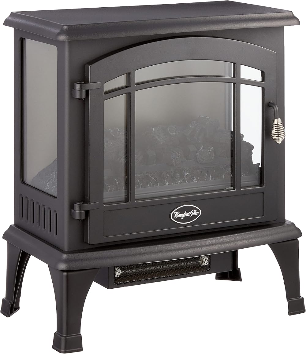 Comfort Glow EQS5140 Sanibel 3-Sided Infrared Quartz Electric Stove Black Finish