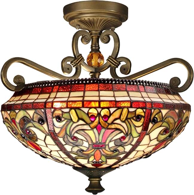 Dale Tiffany TH13090 Baroque Semi Flush Mount, Sand