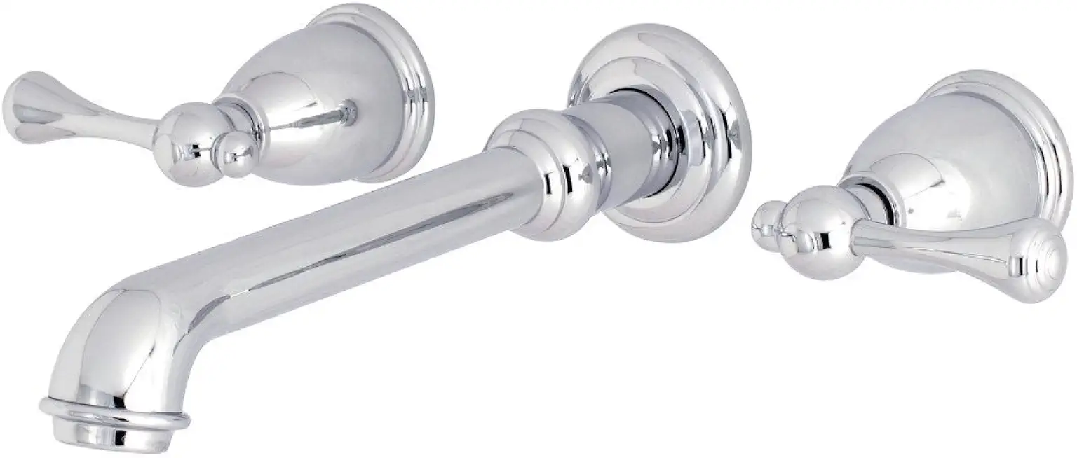 Kingston Brass KS7021BL English Country Two-Handle Wall Mount Tub Faucet, 10-7/16 inch in Spout Reach, Polished Chrome