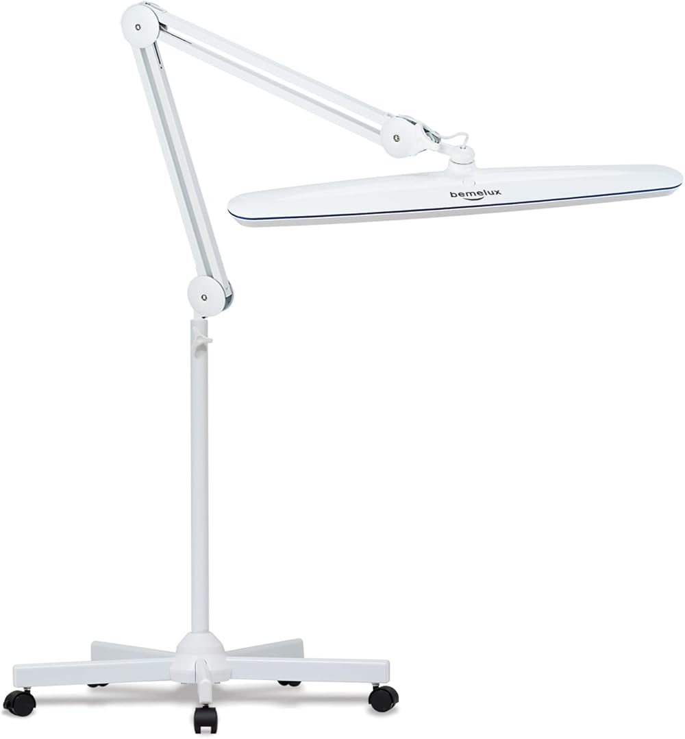 2 in 1 Bifocals Magnifying Desk Lamp with Clamp and Floor Stand, 5 Diopter with 20 Diopter, 6 Inch Detachable Lens and 120PCS LEDs, 3 Color Modes 1200 Lumens Swivel Arm Magnifying Lamp