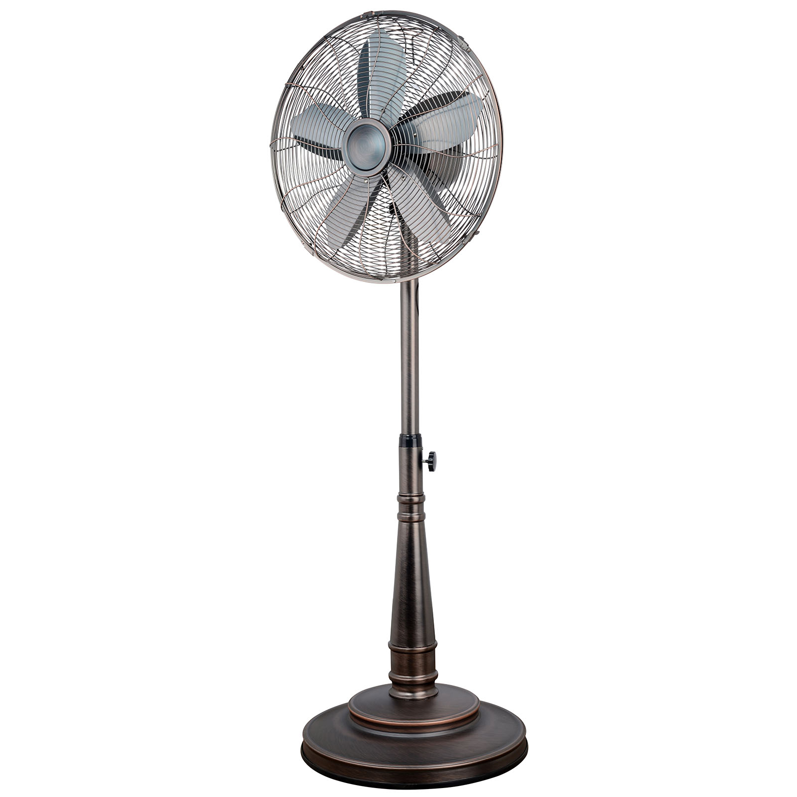 Optimus F-6218 16 Inch Adjustable Height Retro Oscillating Pedestal Fan, Bronze