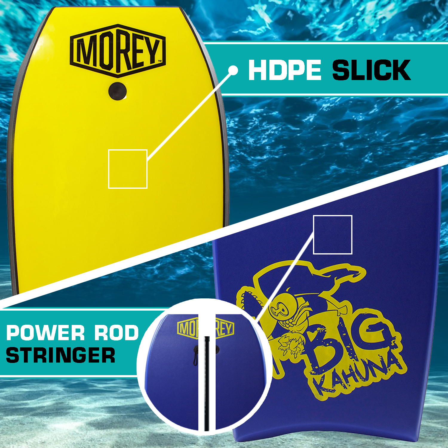 Morey Big Kahuna 44 Inch Bodyboard | Bodyboard for Tall Riders | High Performance Body Board