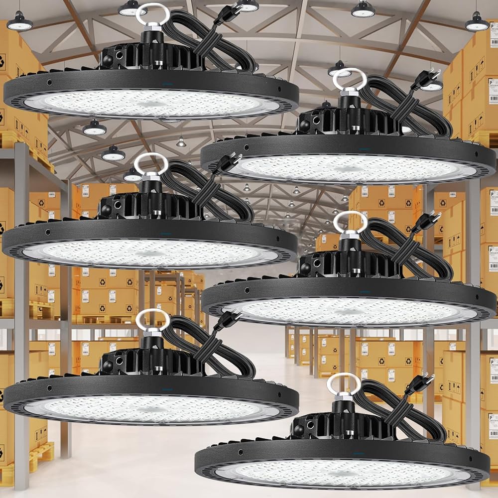 UFO Led High Bay Light 200w 6 Pack, Led High Bay Shop Light 5000k 29000lm, High Bay Led Lights With Us Plug, Commercial Bay Lighting Energy Saving With IP66, Etl Listed For Warehouse, Workshop