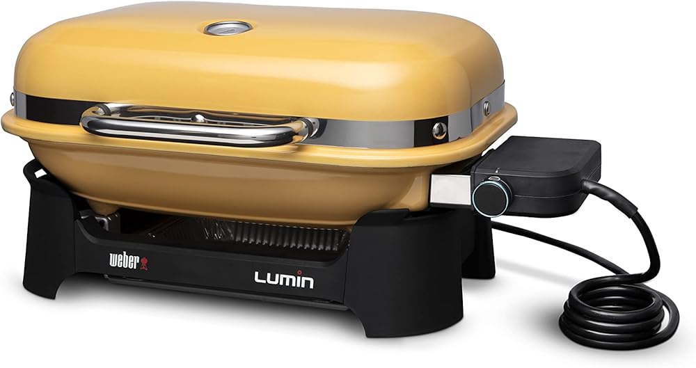 Weber Lumin Compact Outdoor Electric Barbecue Grill, Yellow - Great Small Spaces such as Patios, Balconies, and Decks, Portable and Convenient