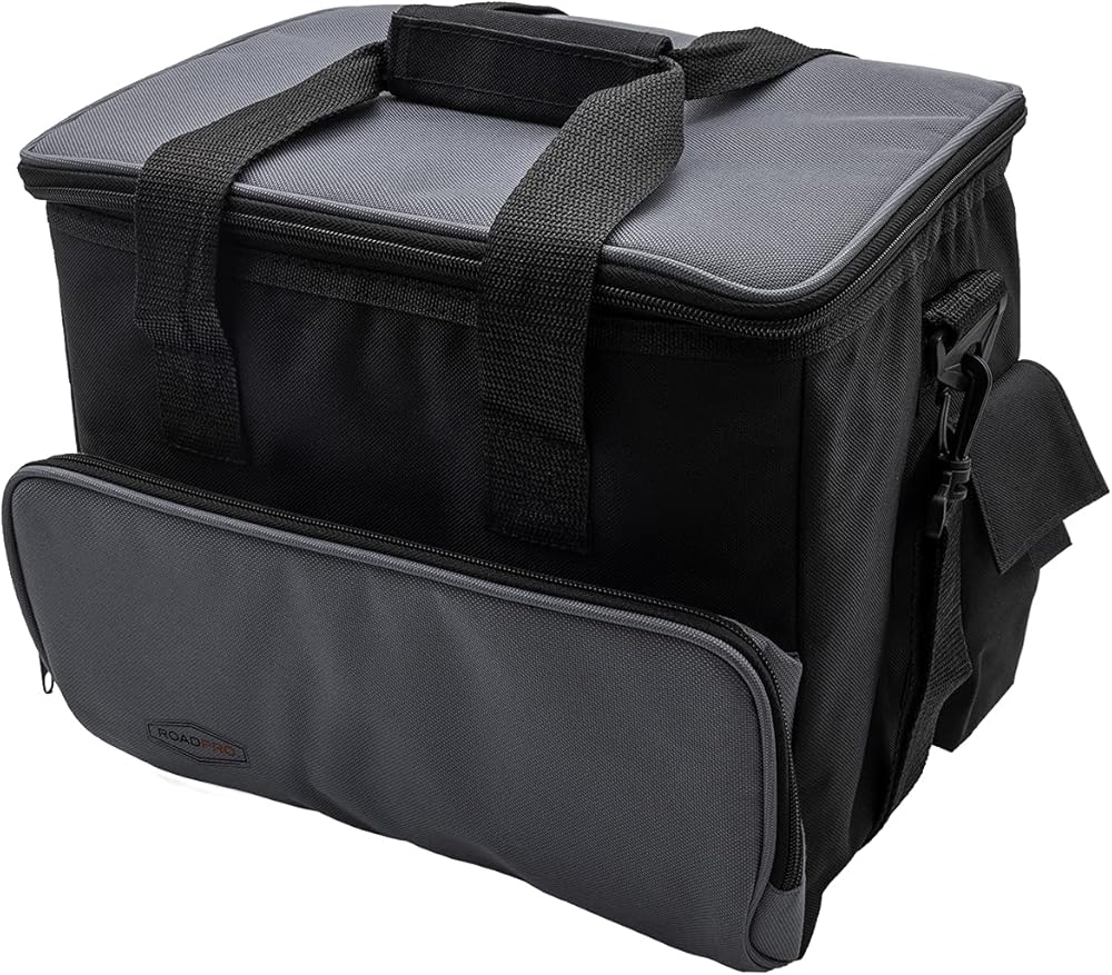 RoadPro RP5370 12-Volt Soft Sided Cooler Bag - Portable Camping 12V Electric Cooler for Camping Tailgating Traveling Plug in Cooler - Cools 35 Degrees Below Ambient Temperature