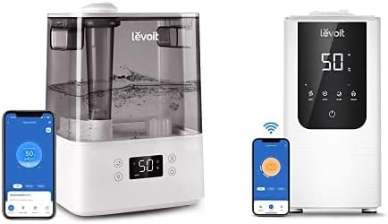 LEVOIT Humidifiers for Bedroom Large Room Home, 6L Cool Mist Top Fill Essential Oil Diffuser & LEVOIT OasisMist Smart Cool and Warm Mist Humidifiers