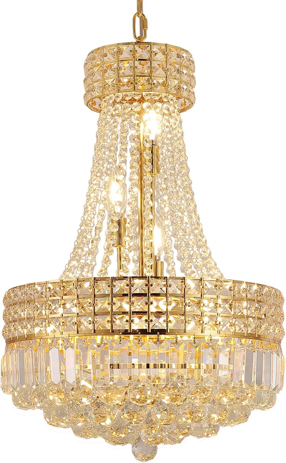 Crystal Chandeliers for dining Room K9 Modern Crystal Chandelier classic luxury Imperial Style 9 Lights Chandelier Ceiling Dining room living room indoor bedroom Chandelier E12 base (Gold, D18 in)