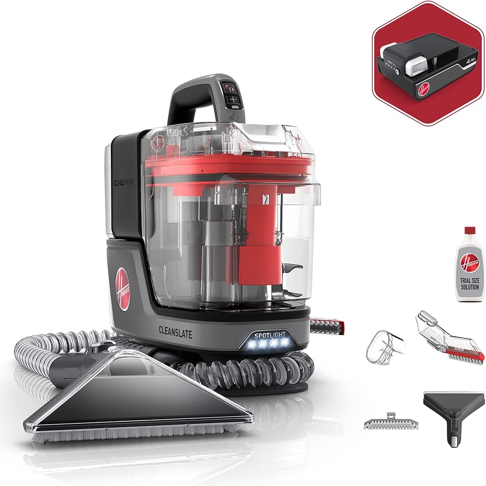 Hoover ONEPWR CleanSlate Cordless Portable Carpet & Upholstery Spot Cleaner Machine, Stain Remover, Auto and Car Detailer, Powerful Suction with Versatile Tools, BH14000V, Silver