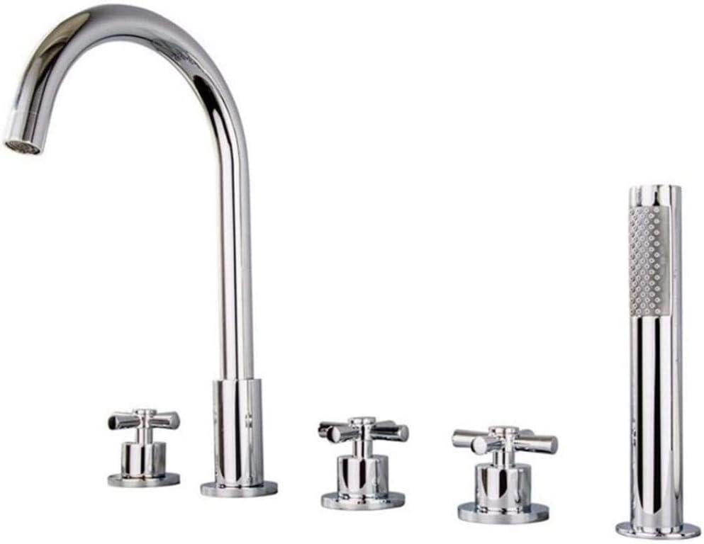 Bathroom Fixtures Tub and Shower Trim Kit Five-Piece Copper Bathtub Faucet Cylinder-Side hot and Cold Faucet Pull Shower Set