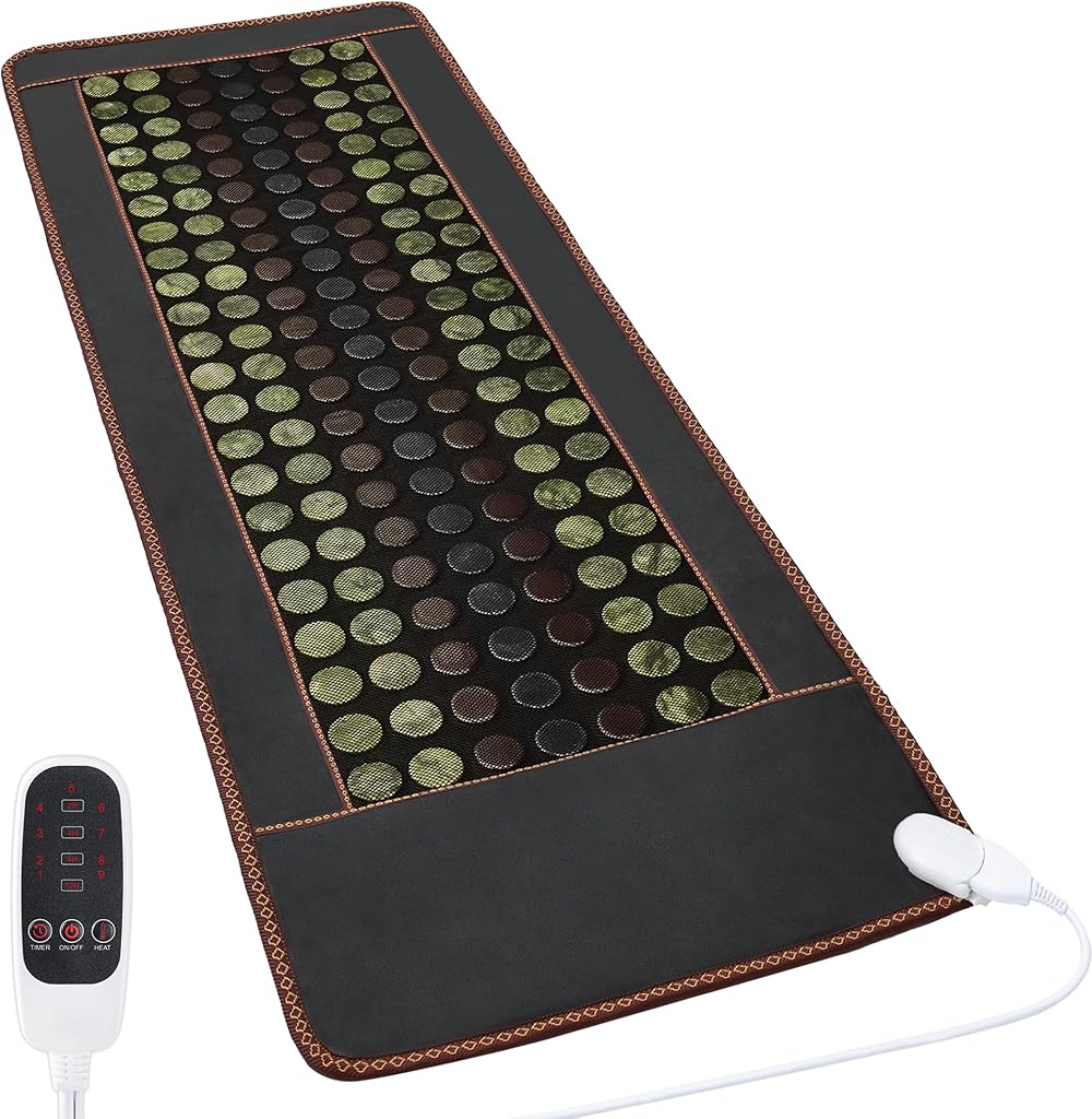 Far Infrared Heating Pad, Natural Jade and 2 Different Tourmaline Large Heating Pad, Electric Heating Pads for Back Abdomen, Auto Shut Off Function, 72