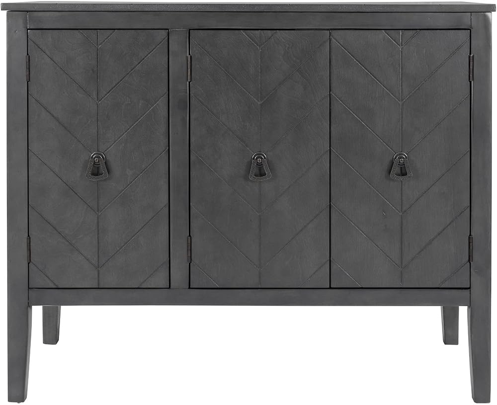 GIA Home Furniture Series U-Style Accent Storage Cabinet,3-Door,Wooden Buffet Sideboard with Adjustable Shelving for Kitchen,Dinning,Living Room, Antique Gray