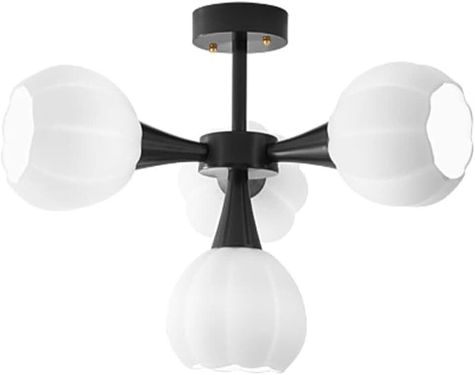 Modern Chandelier Light Fixtures, Modern Semi Flush Mount Ceiling Light, Glass Chandelier Lighting for Living Room Bedroom Dining Room Kitchen Office G9 Light Source/C