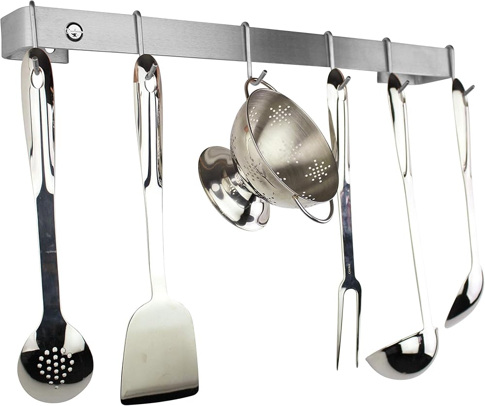 Enclume Premier 36-Inch Utensil Bar Wall Pot Rack, Stainless Steel