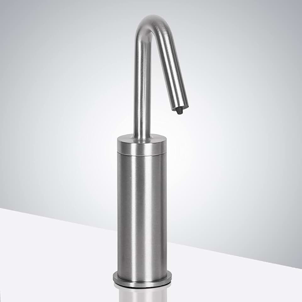 Milan Commercial Automatic Hands-Free Electronic Sensor Soap Dispenser - FS10098 Contemporary Style Deck Mount Solid Brass Soap Dispenser - Chrome Finish