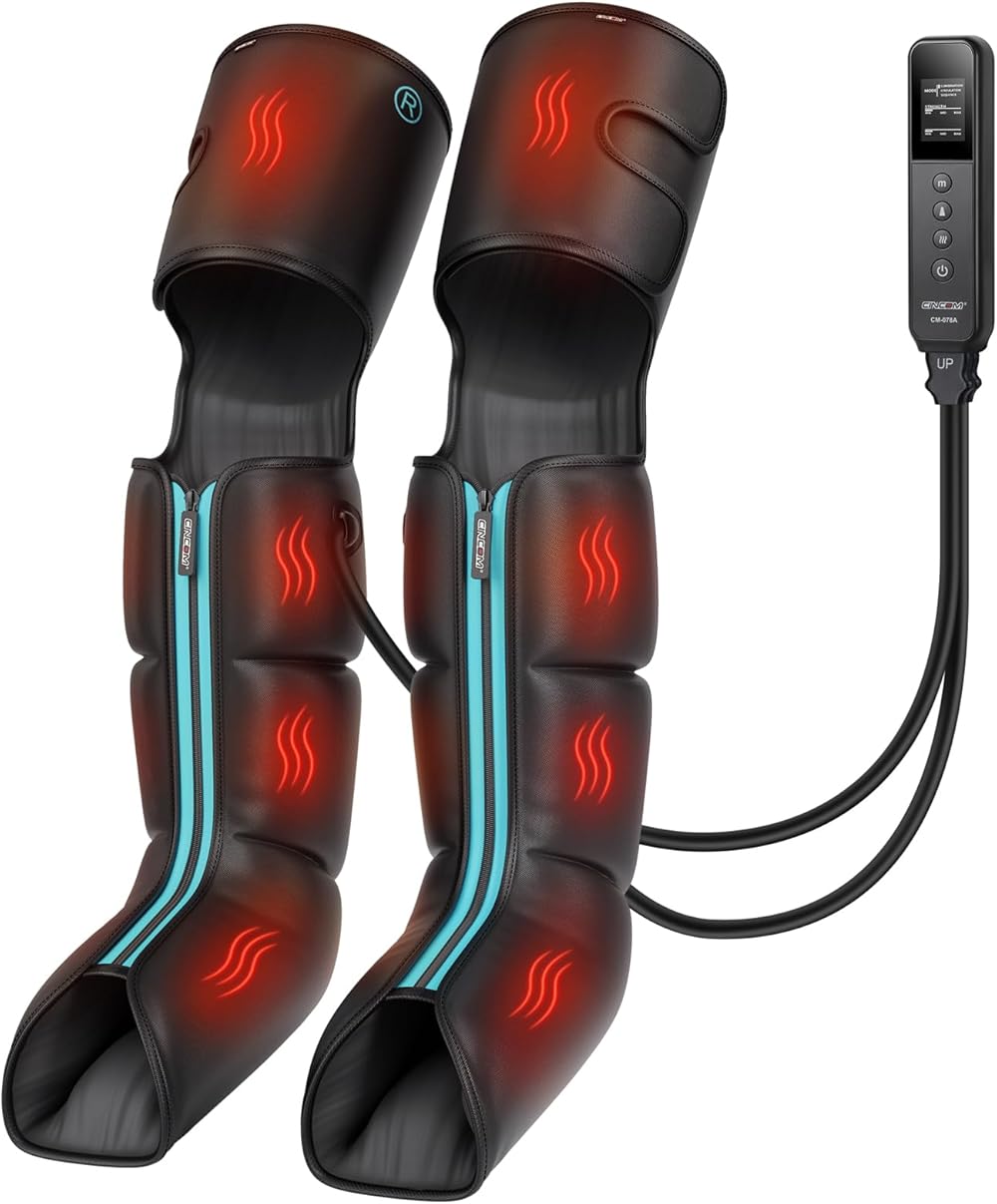 CINCOM Leg Massager with Heat and Compression for Circulation and Pain Relief,3-in-1 Foot Calf & Thigh Massager,FSA or HSA Eligible