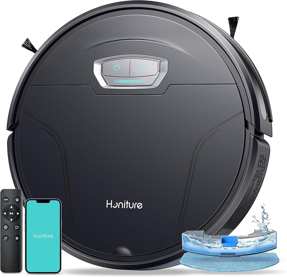 HONITURE Robot Vacuum and Mop Combo, 4500pa Strong Suction Robot Vacuum Cleaner with Self-Charging, 180Mins Run, App&Remote&Voice Control, Super-Slim, Ideal for Pet Hair (G20 Pro)