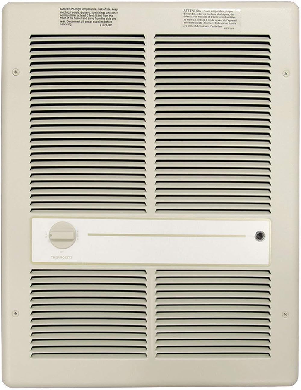 TPI E3313T2RP Series 3310 Fan Forced Wall Heater Without Summer Fan Switch with in-Built Double Pole Thermostat, 1500/750 W, 12.5/6.25 Amps, Ivory