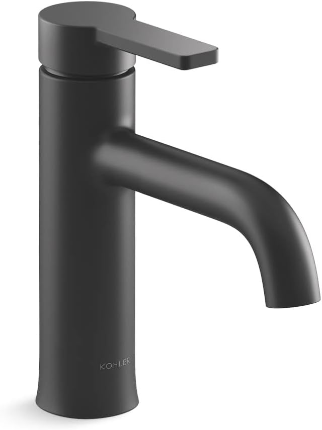 Kohler 28126-4-BL Venza Bathroom Sink Faucet, 1 Hole, Single-Handle Bathroom Faucets with Clicker Drain, 1.2 gpm, Matte Black