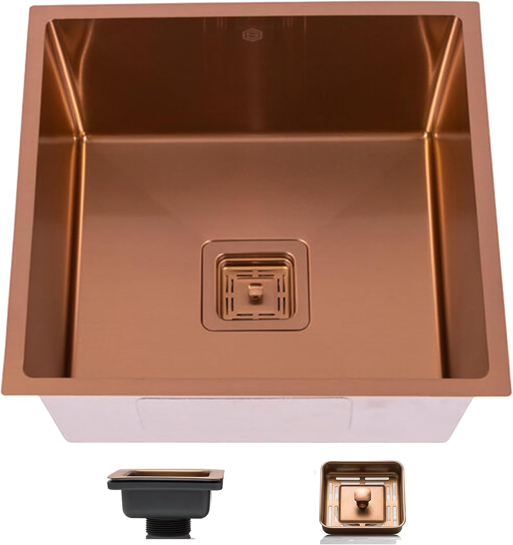 Strictly Sinks Undermount Copper Bar Prep Sink – 18 Inch Single Bowl 16 Gauge Stainless Steel Undermount Bar Sink – Tight Radius Corners Kitchen & Bar Sink With Drain Kit