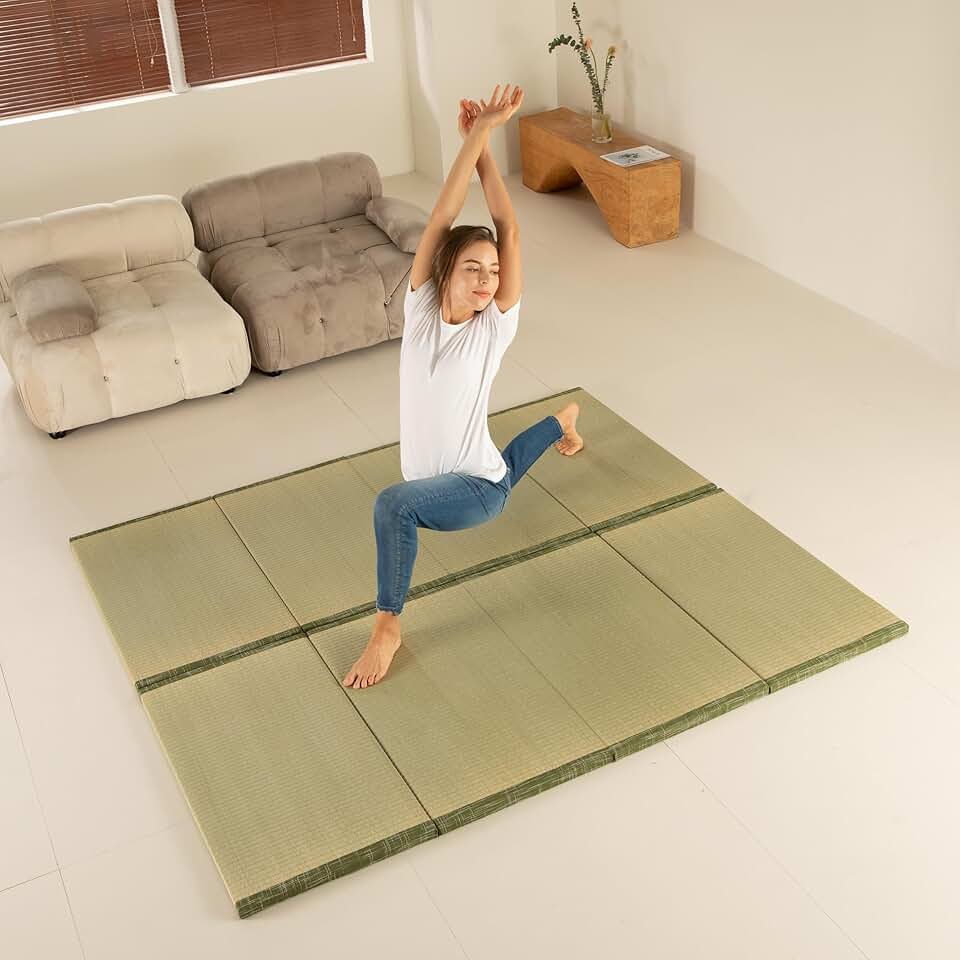 MustMat Tatami Mats Japanese Futon Mattress Portable Folding Mattress Japanese Floor Bed Rush Grass 35.4