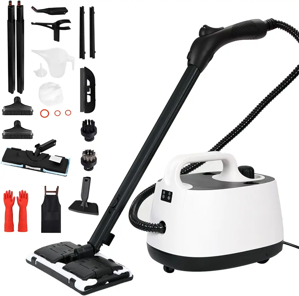 Steam Cleaner,Heavy Duty Steamer for Cleaning,Multipurpose Neat Canister Steamer with 21 Accessories,5 Minutes Fast Heating,Rolling Cleaning Machine for Carpet, Floors, Windows,Mirrors,Glass and Cars