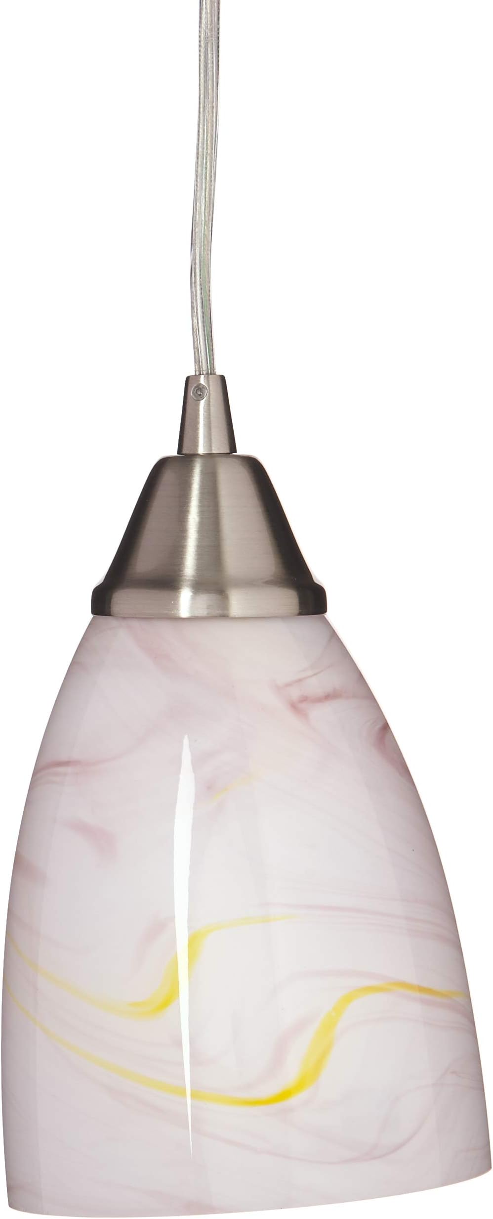 Elk Lighting Pierra 1 Light Pendant in Satin Nickel and Creme Glass - includes Adapter Kit