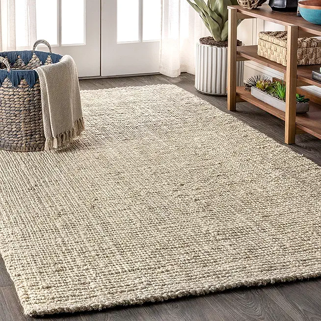 JONATHAN Y NRF102B-8 Pata Hand Woven Chunky Jute Light Ivory 8 ft. x 10 ft. Area-Rug, Farmhouse, Easy-Cleaning, for Bedroom, Kitchen, Living Room,