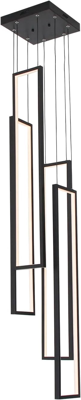 4 Lights Chandelier Hanging Lamp Modern LED Pendant Ceiling Fixtures for Living Dining Room Foyer Black Painted Chandelier for High Ceiling,10.2