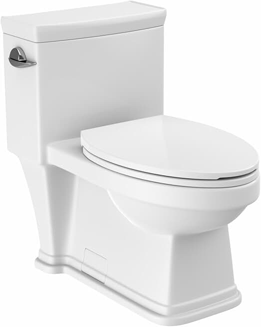 Elongated Standard One Piece Toilet for Bathroom Comfort Height with Powerful Flush in White