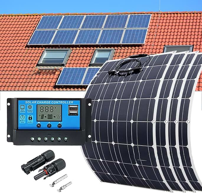 Flexible Solar Panel (100w/200w/300w/400w), 30a Controller +Dual Usb, High-Efficiency Module Pv, For Homes Camping Rv Battery Boat Caravan Off Grid,400W