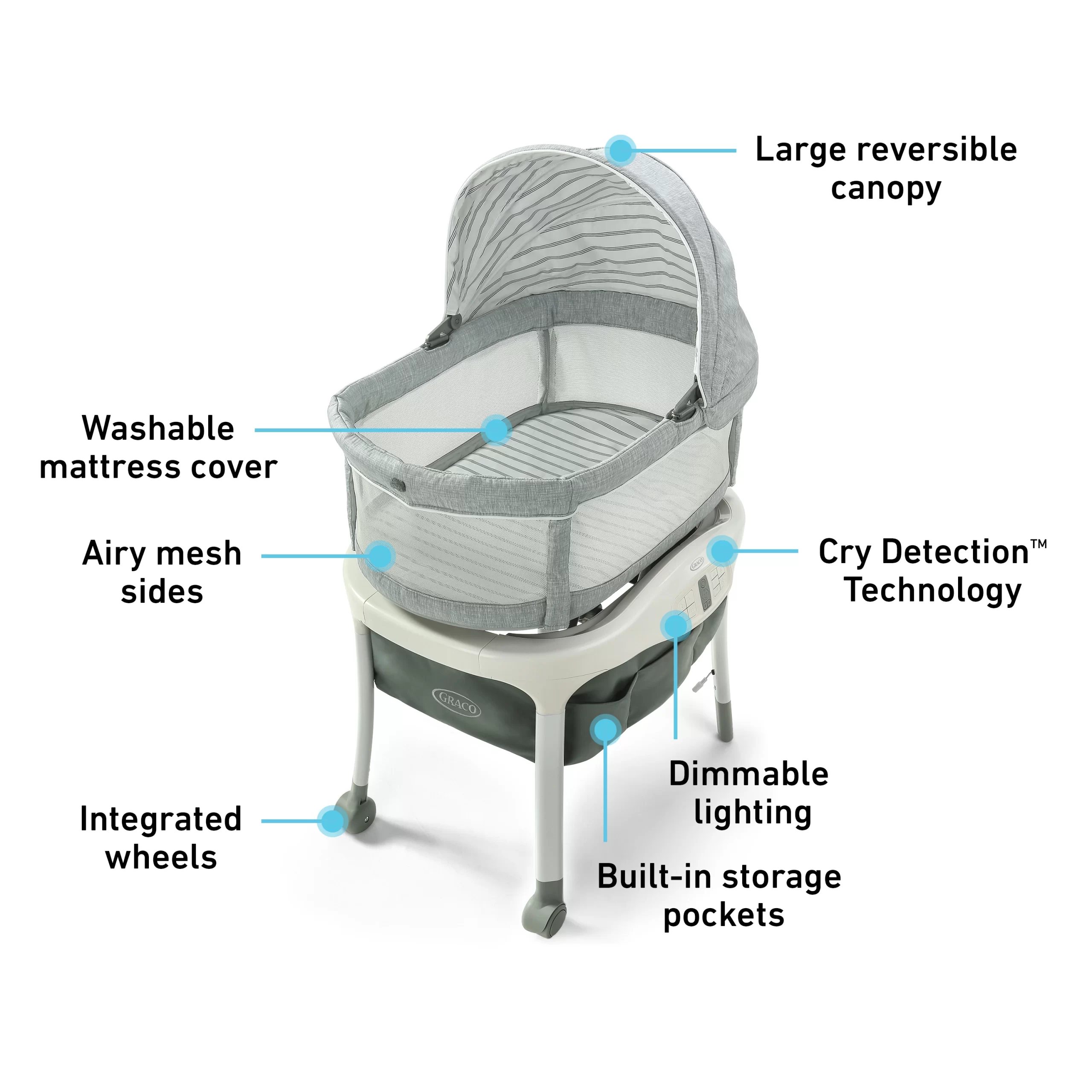 Graco Sense2Snooze Bassinet with Cry Detection Technology   Hamilton