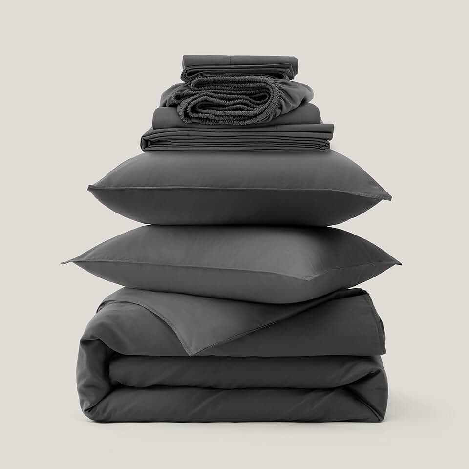 Double Stitch Cotton Tencel Duvet Cover Set and Cotton Tencel Sheet Set, King, 1 Duvet Cover, 106