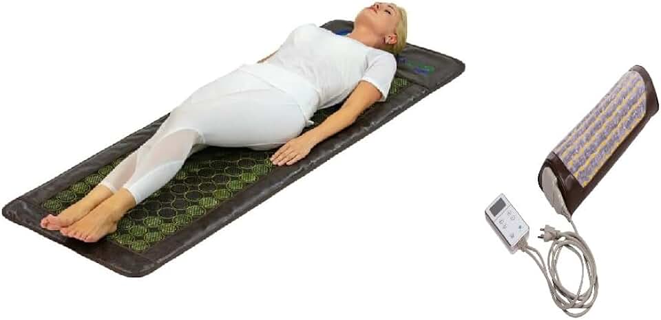 HealthyLine Far Infrared Heating Pad - Natural Jade and Tourmaline Stones with Infrared Amethyst Heated Bolster Pillow