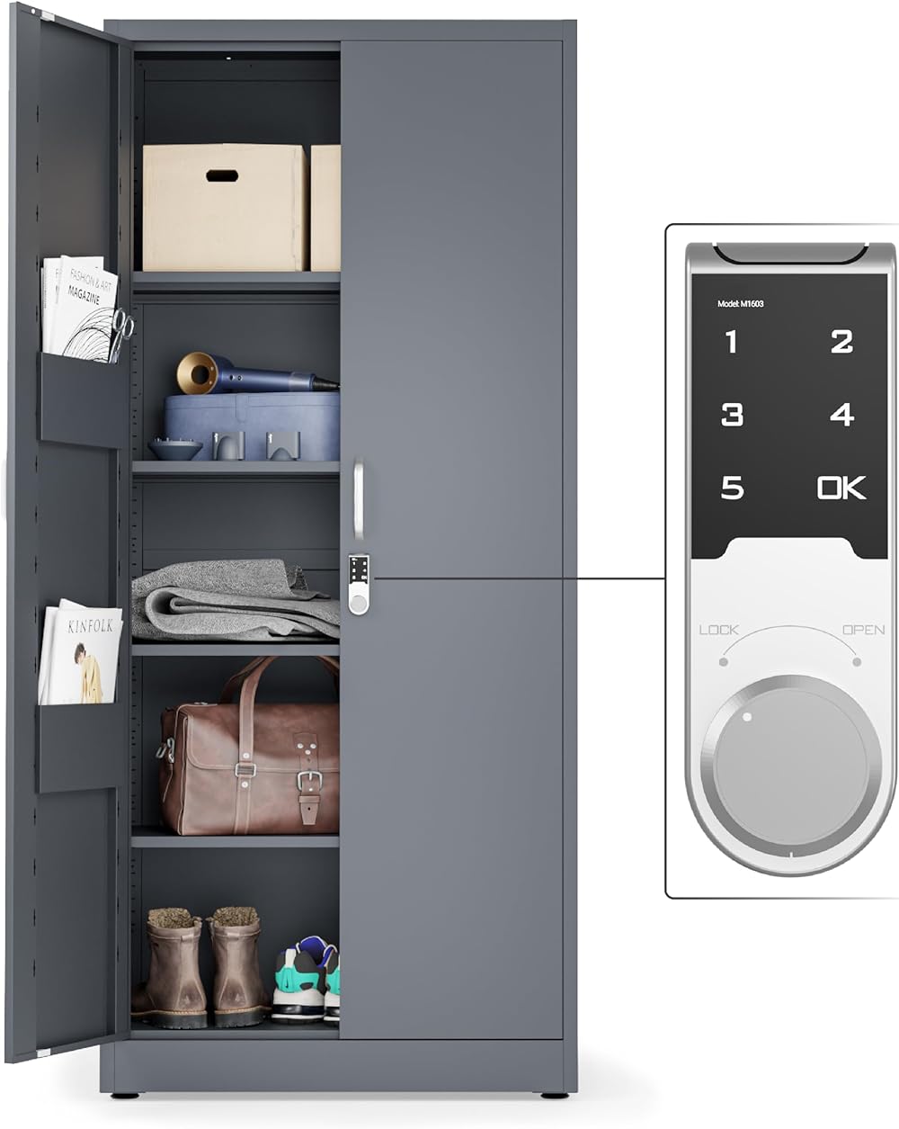 Metal Storage Cabinet with Digital Lock | Garage Storage Cabinet | 71