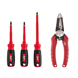 Milwaukee Electrician's 4-Piece Insulated Hand Tool Set with Screwdrivers and Wire Strippers