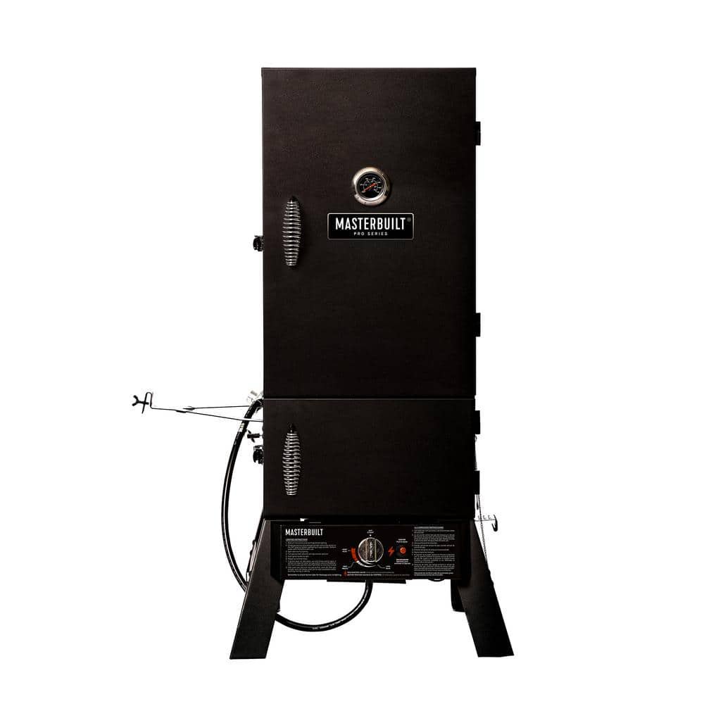 30 in. Dual Fuel Propane Gas and Charcoal Smoker in Black
