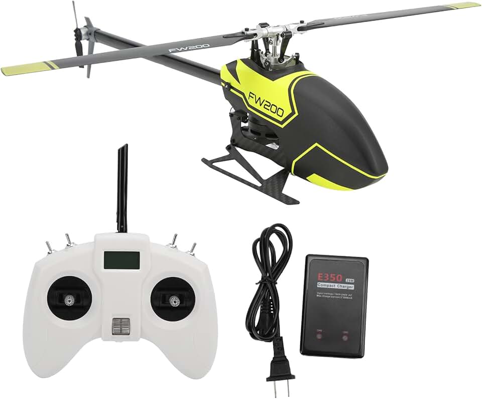 FW200 Remote Control Helicopter, 6CH RC Helicopter Self Stabilizing, Phone APP Adjustment Helicopter Parameter, Automatic Return Brushless Direct Drive with Charger Omnidirectional Positioning