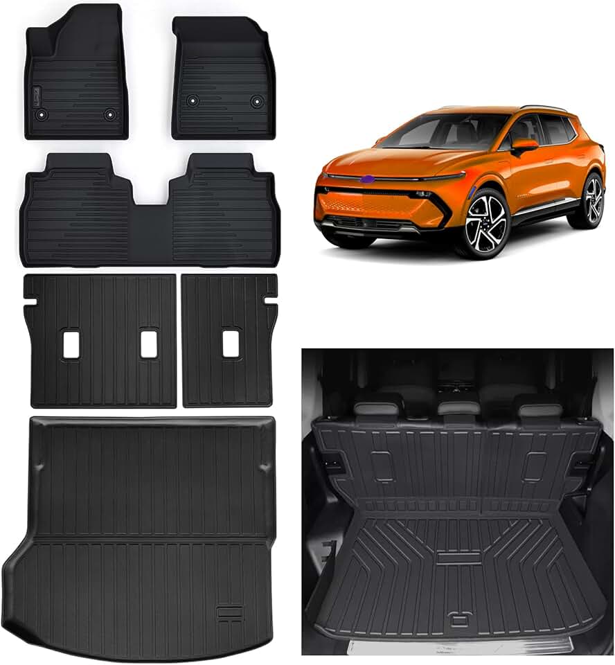 Floor Mats & Trunk Mat for All-New 2024 2025 Chevy Equinox EV (Non Fuel),TPE All Weather Protection 2 Rows Car Floor Liners with Cargo Liner for Chevrolet Equinox EV (Non Fuel)