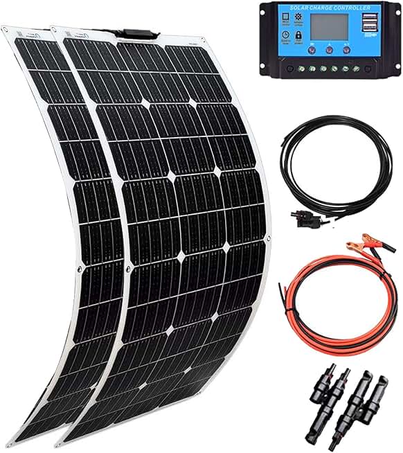 12v Flexible Solar Panel Mono Module Kit(80w/160w/240w/320w), 40a Solar Controller, 12v Battery Power Charging, For Boat, Car, Caravan,160W