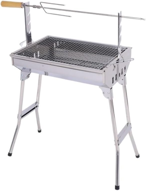 Medium Stainless Steel Mesh Grill With Fork Outdoor Portable Folding Barbecue Rack