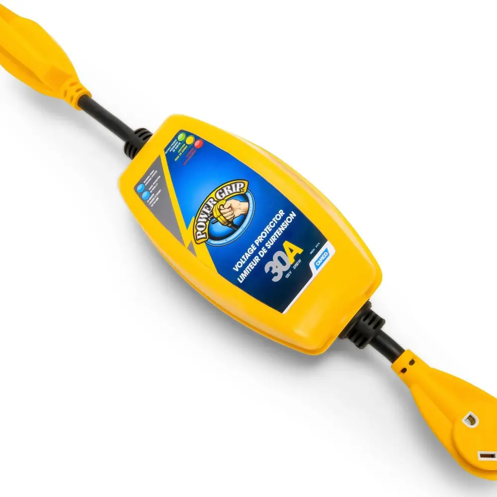 Camco PowerGrip Camper/RV 30-Amp Voltage Protector | Features Integrated Surge Protection Up to 2,800 Joules (55301)