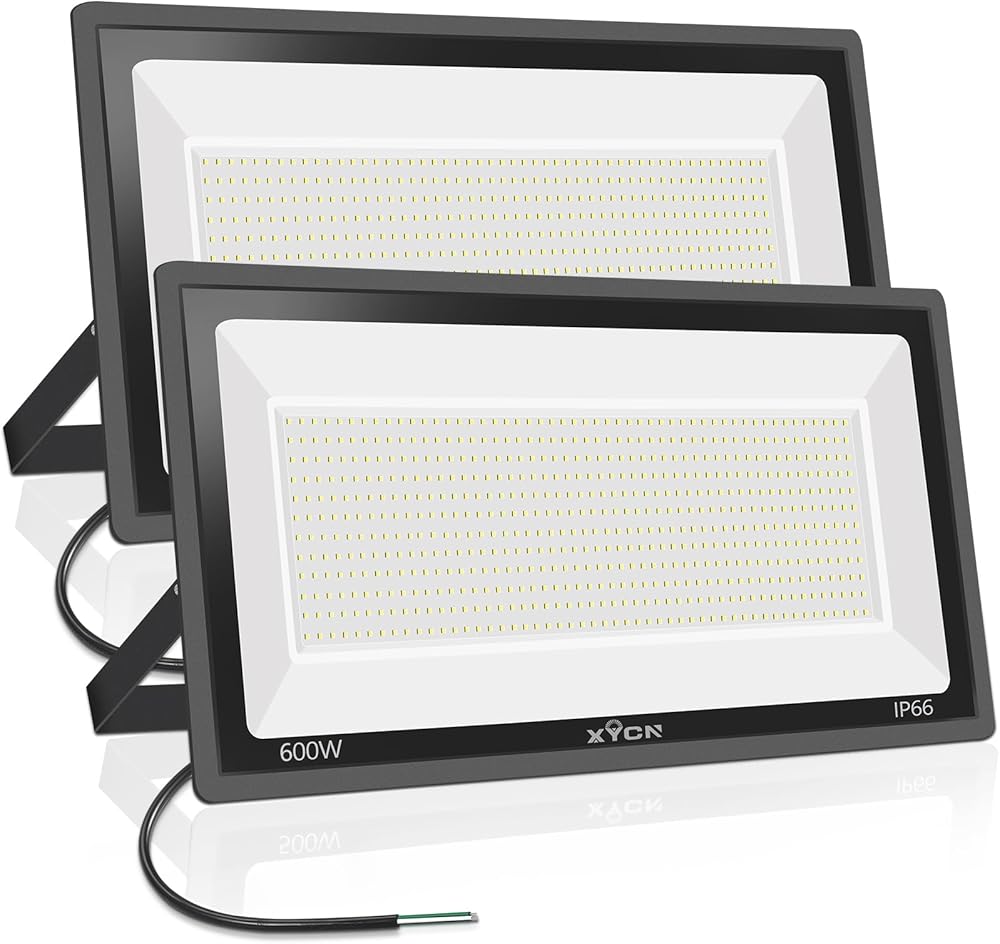 600W 2pack LED Stadium Flood Lights ,(3050W Equivalent)67500LM Super Bright LED Arena Outdoor Lights,100-277V IP66 Waterproof 5000K Daylight White Commercial Lighting for Sports Fields and Counts