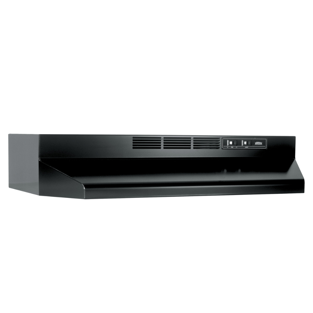 Broan-NuTone 413023 Ductless Range Hood Insert with Light, Exhaust Fan for Under Cabinet, 30-Inch, Black