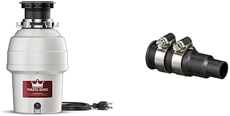 Waste King 3/4 HP Garbage Disposal with Power Cord, Food Waste Disposer for Kitchen Sink, L-3200 and Garbage Disposal Dishwasher Connector Kit 1023