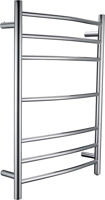 ANZZI Gown 7-Bar Wall Mounted Towel Warmer in Polished Chrome | Energy Efficient 70W Electric Plug in Heated Towel Rack for Bathroom | Stainless Steel Towel Heater Rail Quick Towel Dryer | TW-AZ027CH