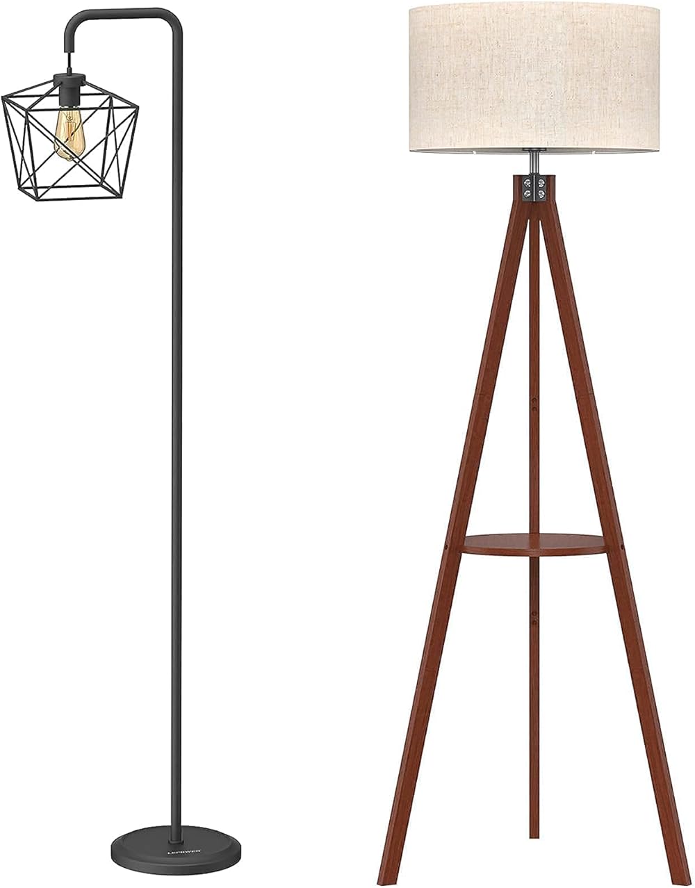 LEPOWER Shelf Tripod Floor Lamp and Industrial Floor Lamp