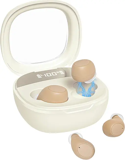Rechargeable Hearing Aids Super Mini True Over-the-Counter AuyeeSnc Hearing Aids for Seniors Digital Chip Big Button Operation LED Display Elderly-friendly for Hearing Loss