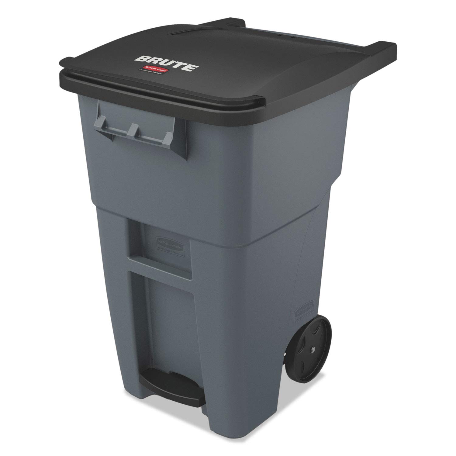 Rubbermaid Brute 50 Gallon Step-On Rollout Trash Can, Gray (RCP1971956)