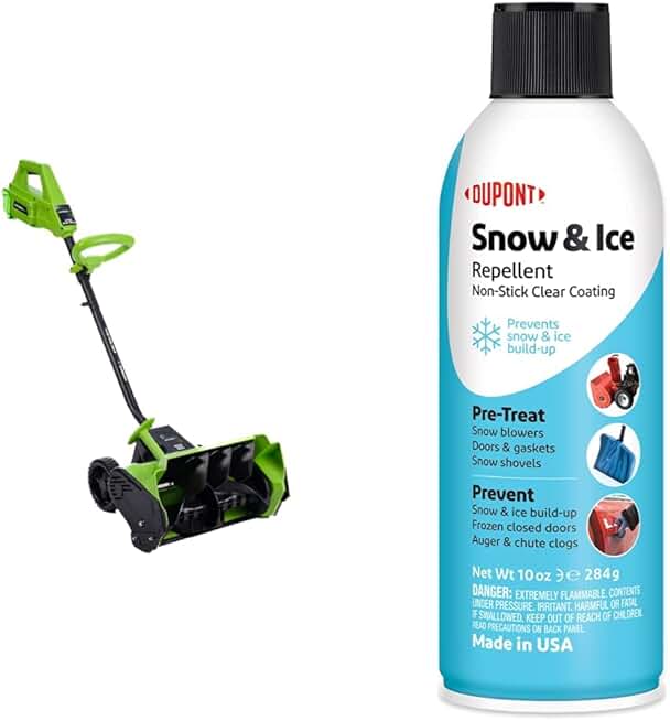 Earthwise 40-Volt Cordless Electric Snow Shovel (16-Inch) + DuPont Teflon Snow and Ice Repellant (10 oz) Bundle